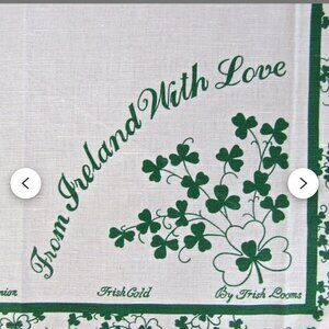 Ireland Linen Tea Towel/ Vintage Printed Shamrock Towel by Irish Looms/Souvenir/